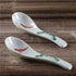 Ceramic Soup Spoons Set of 4, Chinese Style Glaze Porcelain Rice Spoons, Dark Green Asian Tableware