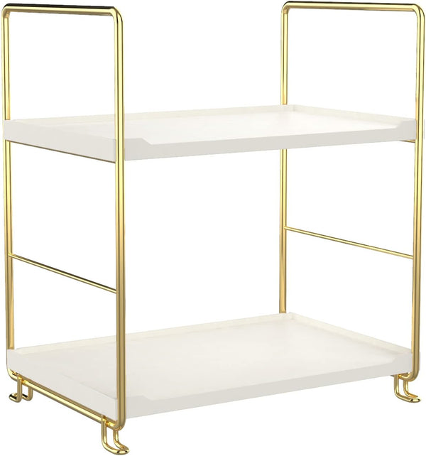 kaileyouxiangongsi 2-Tier Kitchen Spice Rack - Freestanding Stackable Bathroom Countertop Storage Shelf -