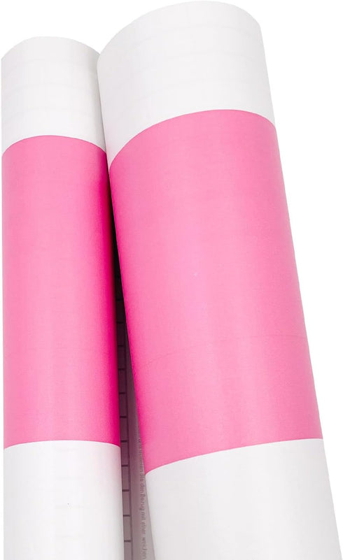 LovingWay 14.7 feet Wallpaper Roll - Two-Tone Drawer Liner, Self-Adhesive Corner Shelving Paper - Pink White Stripes