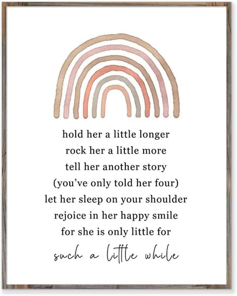 Hold Her a Little Longer Baby Girl Nursery Quote Art Rainbow Newborn