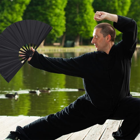 2 Pack Large Folding Hand Fan, Nylon-Cloth Vintage Retro Fabric Fans for Men/Women, Dance, Performance, Gift