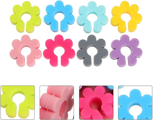 UPKOCH Flower Glass Markers, 16pcs Floral Wine Charms for Drink Markers, Silicone Flower Party Drink Charms