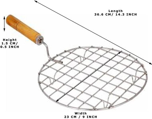 Sahishnu Online & Marketing Round Roasting Net with Cooking Tong,Papad Roaster, Roasting Pan,Wire Roaster,Roasting Net, Steel Cooking Tong,Chimata by Generic