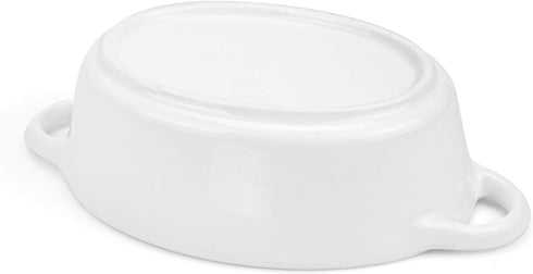 Foraineam 6-Pack 10 Ounce Porcelain Ramekins, Oval Ceramic Baking Dishes with Double Handles