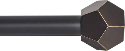 Ivilon Drapery Treatment Window Curtain Rod - 1 inch Faceted Hexagonal Pole, 16 to 28 Inch, Antique Black