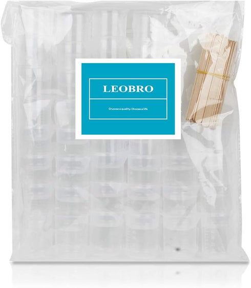 LEOBRO 50ml/1.7oz Epoxy Mixing Cups, 38PCS Graduated Resin Cups with 40 PCS Wood Craft Sticks