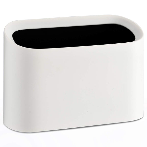 SUBEKYU 0.4 Gal Mini Countertop Trash Can - Small Desktop Garbage Can for Office, Tiny Wastebasket, Plastic, White