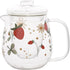 Sizikato Clear Borosilicate Glass Teapot with Tea Strainer, Cute Strawberry Pattern, 18oz