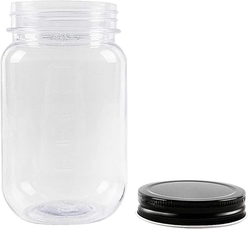 novelinks 16 oz Clear Plastic Jars with Screw-On Lids, 10 Pack BPA-Free Storage Containers for Crafts and Food
