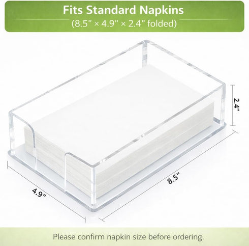 8.5x4.9x2.4 inches Fengzhe Acrylic Guest Towel Napkin Holder, Clear Bathroom Paper Hand Towels Storage Tray, Disposable