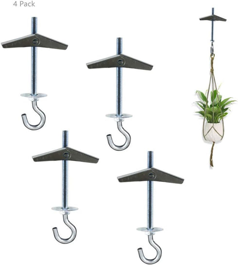 Alovexiong 4 Pack Carbon Steel Plasterboard Ceiling Hooks - Heavy Duty Spring Toggle Wing Bolts for Hanging
