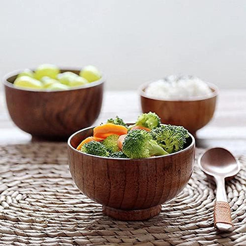 JapanBargain 1653 Wooden Miso Soup Bowls, Japanese Zen Style Dessert Bowl, Set of 2
