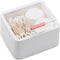 Tecbeauty 2 Slot Cotton Swab Ball Qtip Holder Jar, Plastic Container Dispenser Box with Hinged Lid for Bathroom Home