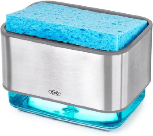 OXO Good Grips Stainless Steel Soap Dispensing Sponge Holder - Clear, One