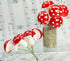 Set 10 (218-0114) Meyer Imports Red - Large Cotton Spun Mushrooms - of - Wonderful World of Spun Cotton Mushrooms!