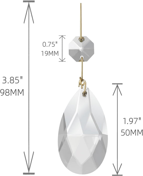 15 Aiskaer Pcs Clear Teardrop Crystal Chandelier, Crystal Pendant for Light Lamp & Window, Hanging Crystal Prism