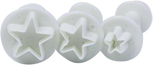 Star Small Fondant Plunger Cutter Set - Tiny 3 Pieces Cake Cookies Decorating Tool Mold