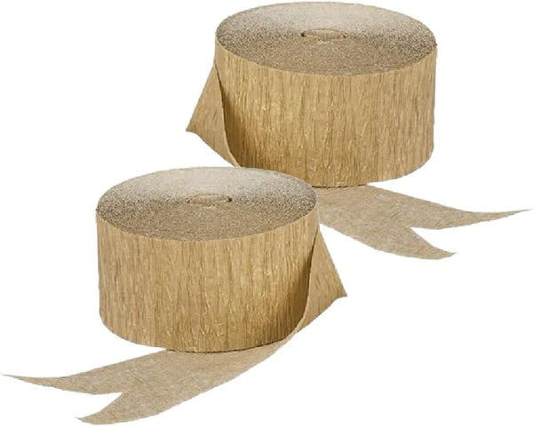 Gold Metallic Crepe Paper Streamers, 2 Rolls, Made in USA