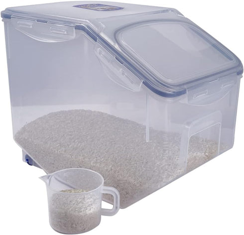 LOCK & LOCK Easy Essentials Food Lids (Flip-Top), BPA Free, 50.7 Cup for Rice, Clear Pantry Storage
