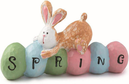 Fun Express Spring Bunny Tabletopper Easter Decorations, Hand Painted, Farmhouse Home Decor