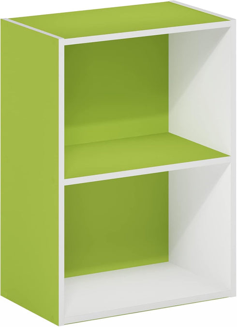 2-Tier Furinno Luder Bookcase / Book / Storage, Green/White