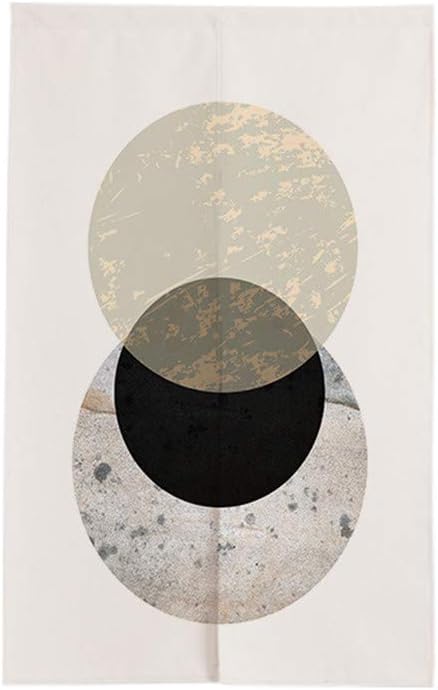 MYRU Japanese Noren Geometric Doorway Curtain Tapestry, Eclipse Design, 33.5 Inches x 59 Inches