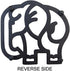 Elephant Cast Iron Trivet for Hot Pots, Kitchen & Dining Table Decor, Metal Wall Art, Black, 6.6 x 6.1 Inches