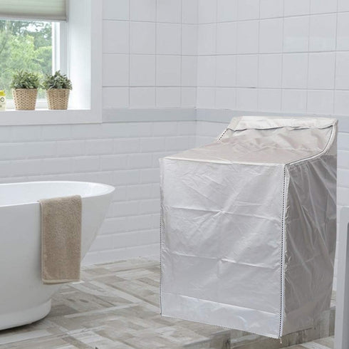 QLLY Washer/Dryer Cover for Top-loading Machine, Waterproof, Dustproof, Sun-Proof, W29”D28”H43” (Basic Silver)