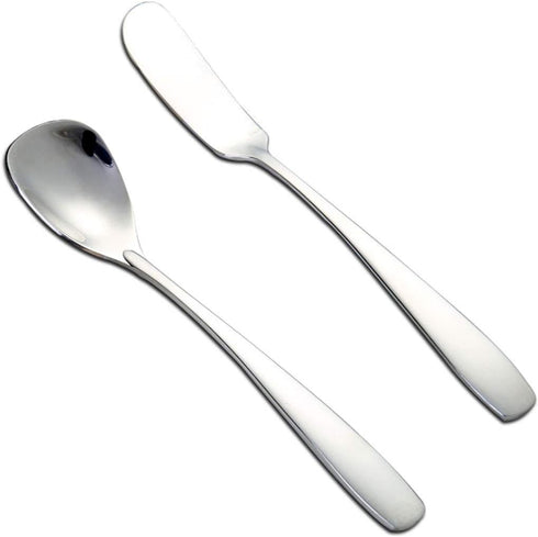 2-Pack Stainless Steel Cheese Spreader and Dessert Spoon Set, Yogurt Spoon, Spatula