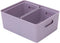 Superio Ribbed Collection - Decorative Plastic Open Home Storage Bins Organizer Baskets, Lilac Purple (Set of 3) 1