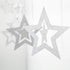 Glitter Silver Star Garlands Kit, Metallic 3D Star Hanging Paper Garland, Birthday Party Supplies