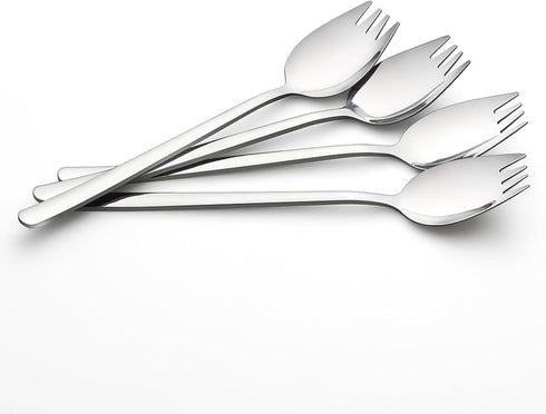 IQCWOOD 4-Pack Sporks, 18/10 Stainless Steel Forks, 7.4-Inch Long Handle Dessert Ice Cream Salad Flatware Set