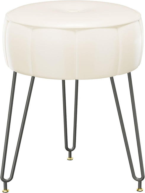 YMYNY Vanity Stool Chair, Pumpkin Style Faux Leather Stool, Pouf Couch Stool,