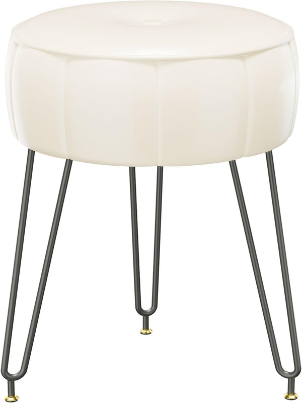 YMYNY Vanity Stool Chair, Pumpkin Style Faux Leather Stool, Pouf Couch Stool,