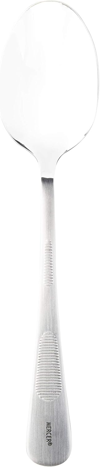 Mercer Culinary 18-8 Stainless Steel Plating Solid Spoon, 7-7/8 Inch, Silver