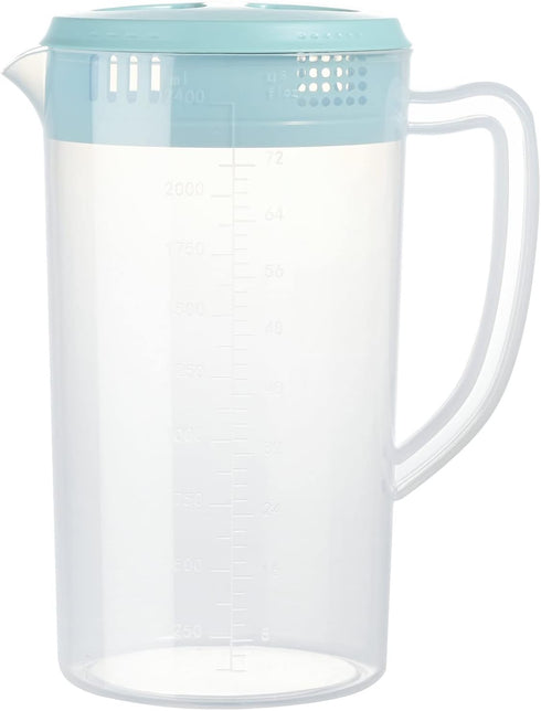 0.63 Gallon Plastic Pitcher with Lid, BPA-FREE, Eco-Friendly Carafe for Hot/Cold Drinks, 81oz, Blue