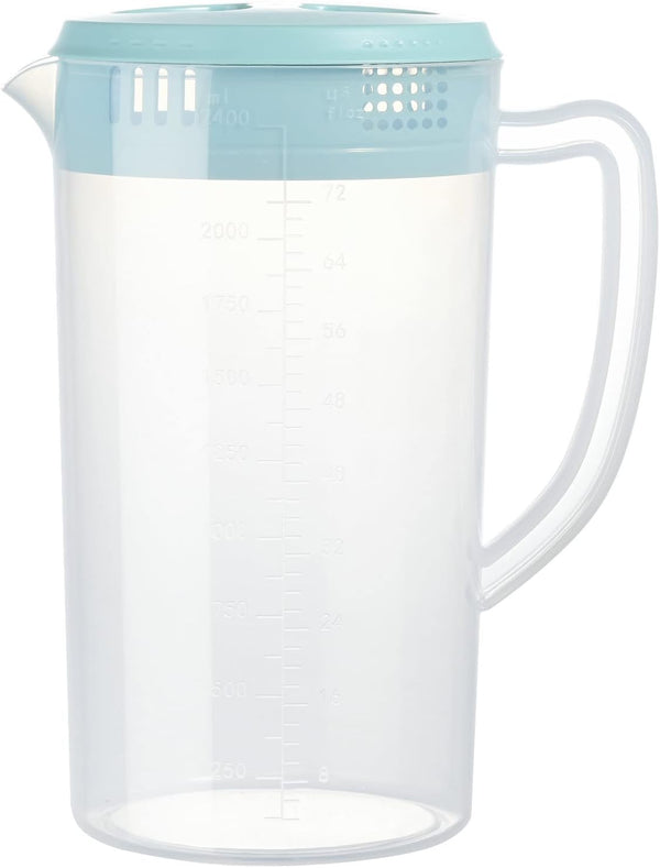 0.63 Gallon Plastic Pitcher with Lid, BPA-FREE, Eco-Friendly Carafe for Hot/Cold Drinks, 81oz, Blue