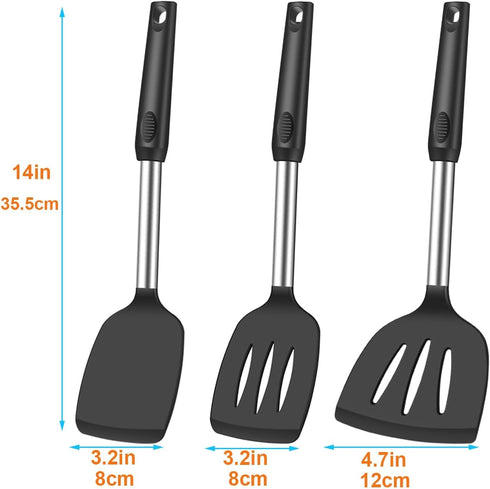 Silicone Spatula Set, Heat Resistant Spatulas for Nonstick Cookware, Large Nonstick Silicone Egg Spatula for Kitchen Use