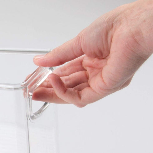 mDesign Plastic Kitchen Organizer - Storage Holder Bin with Handles for Pantry, Cupboard, Cabinet, Fridge/Freezer, Shelves, and Counter - Holds Canned Food, Snacks - Ligne Collection - Clear