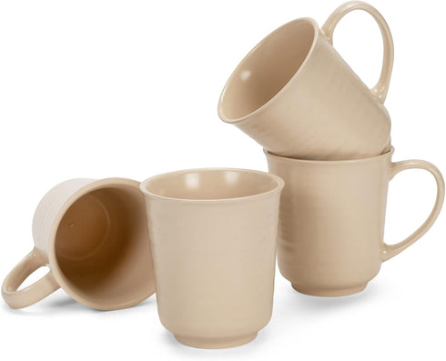 Elanze Designs Cream Matte Glaze Finish Stoneware Coffee Cup Mugs Set of 4, 17 Ounce