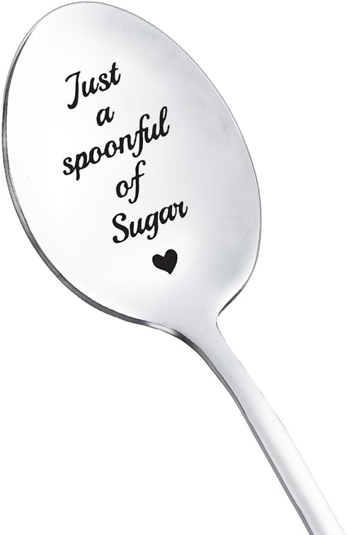 Sugar Lover Gift Spoons for Women Men, Just a Spoonful of Sugar Spoon for Daughter Best Friend