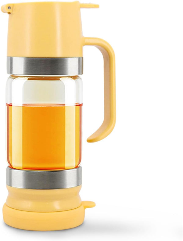 Neodaco Glass Honey Dispenser No-drip with Handle 9 oz Maple Syrup Container