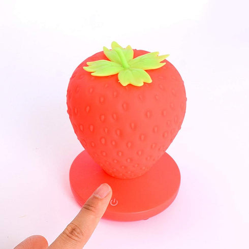 Cute Silicone Strawberry Night Light, LED Color Changing Lamp, 3 Modes Touch, Bedside for Birthday, Christmas