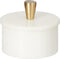 Queenza White Marble Salt Cellar with Lid and Brass Knob, 3 Inch Salt and Pepper Bowls, Kosher Salt Holder for Gifts
