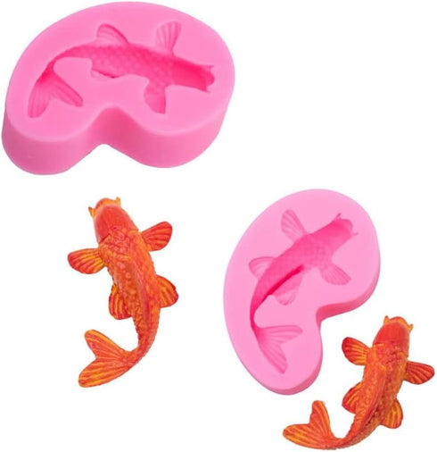 2 Pack Koi Fish Silicone Mold, 3D Fish Shaped Chocolate Baking Tool for Cake Cupcake Sugar Decorating