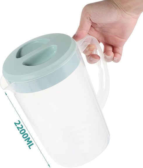Hemoton Plastic Pitcher with Lid, 2000ml Lemonade Pitcher, Airtight Juice Beverage Jar