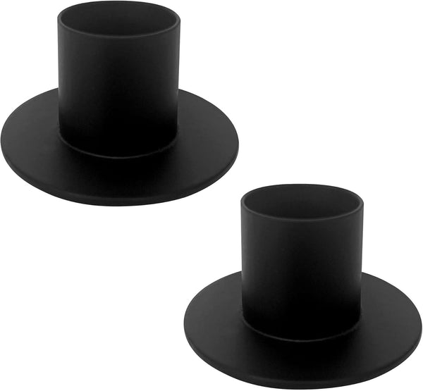 Iron Taper Candle Holder Round - Set of 2, Rustic Candlestick Holder for Home Decoration, Weddings, Anniversaries