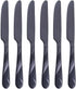 Black Dinner Knife Set, 9.2-inch Stainless Steel Shiny Black Silverware, Set of 6