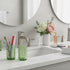 Tonxus Set, 11oz Set, Countertop Bathroom Toothbrush Holder Green Glass Toothbrush Holder and Bathroom Tumbler Cup