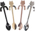 OBANGONG 4 Pcs Mini Cat Hugging Coffee Spoon Set - Tea Soup Sugar Dessert Appetizer Seasoning Bistro Hanging Cup Spoon